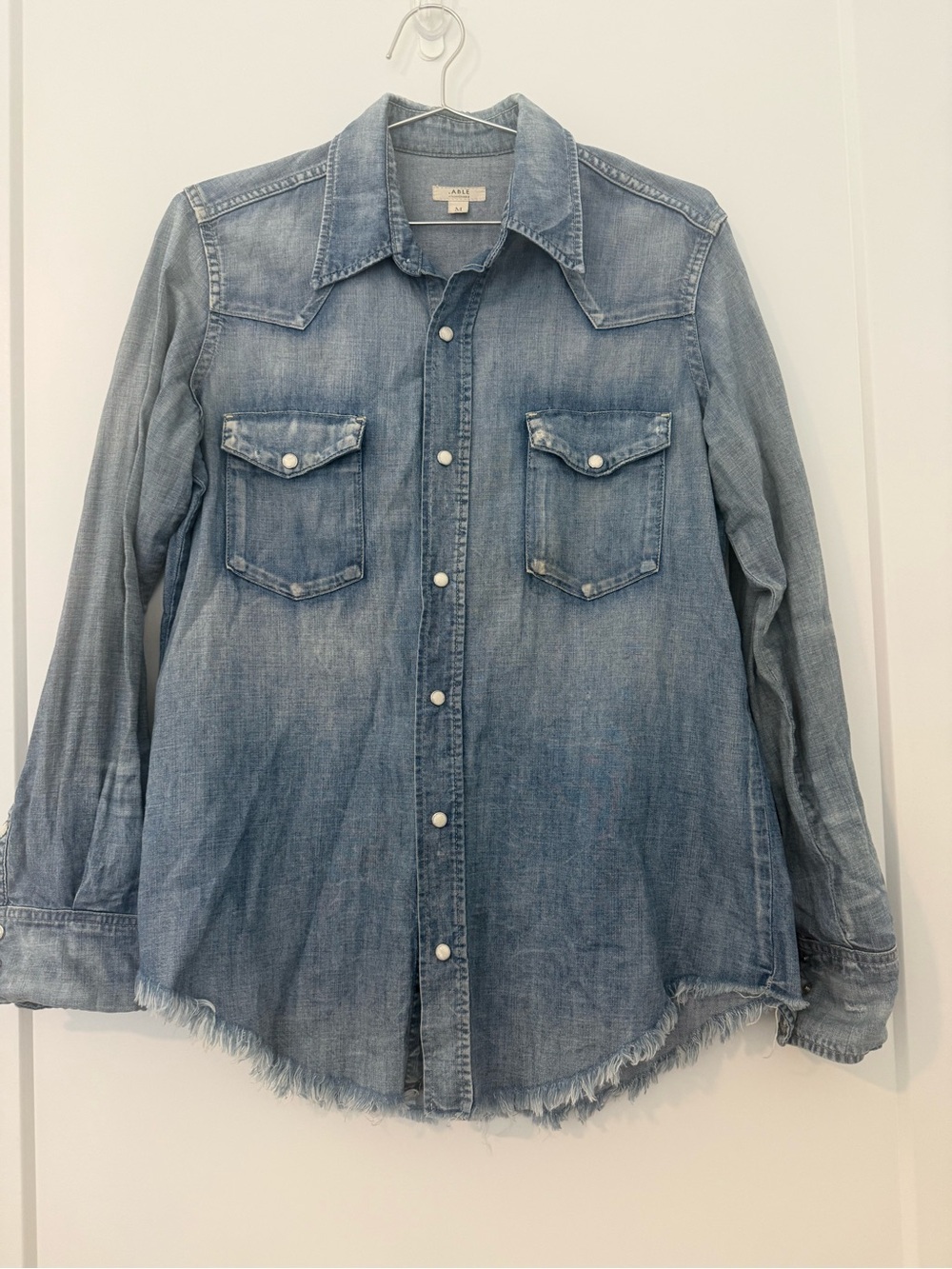 Able Light Blue Denim Western Button-Down Shirt